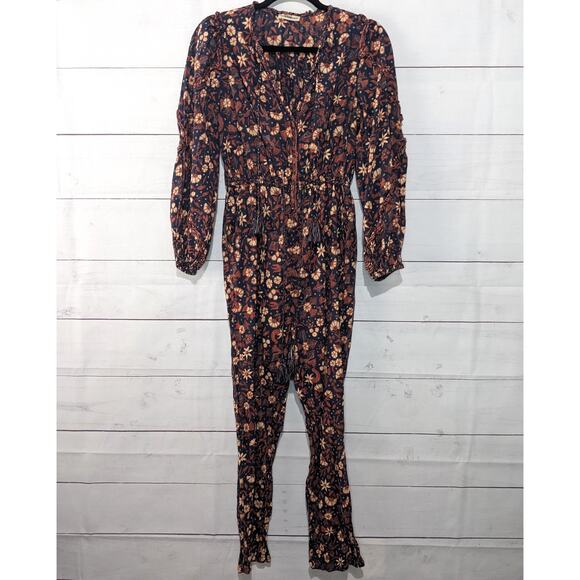 Ulla Johnson Delphine Floral Ruffle Jumpsuit Navy Blue Multi Women's Size 4 - Picture 4 of 12